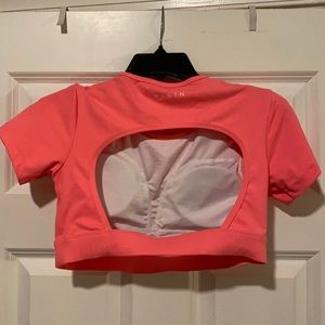 NVGTN open back crop top in Coral. Sz M